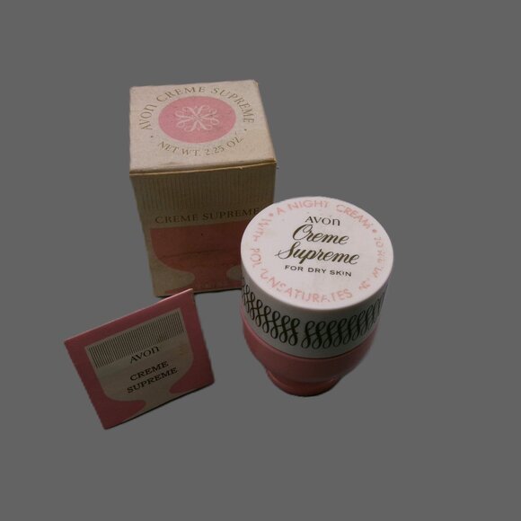 Avon Creme Supreme Jar, Pink White, Original Box and Pamplet, Vintage Vanity - Picture 4 of 7
